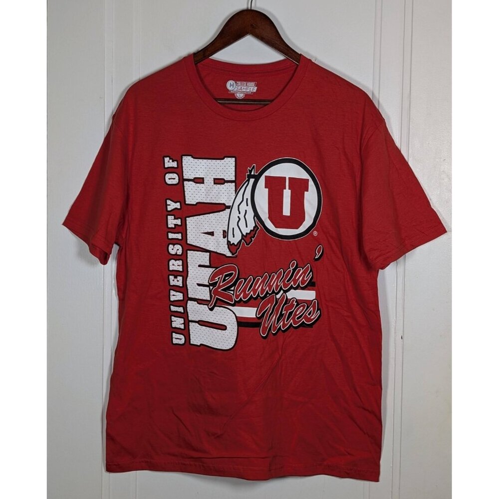 University Of Utah Running Utes Shirt Adult Size Large Red College House Sample